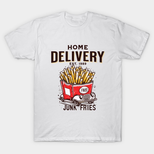 Print Design Vintage junk fries, retro design funny T-Shirt by Casually Fashion Store